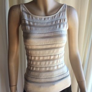 Cache Ivory Beaded Sleeveless Blouse